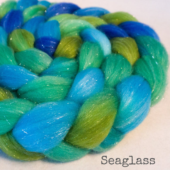 Glitter Roving - Seaglass - Silver