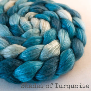 Camel Silk Roving - Shades of Turquoise