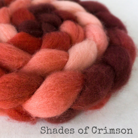 BFL Wool Roving - Shades of Crimson