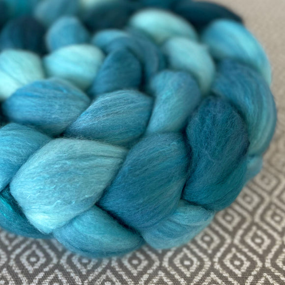 Polwarth Mulberry Silk Roving - Shades of Turquoise