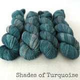 Yakity Yak Fingering Weight Yarn - Shades of Turquoise