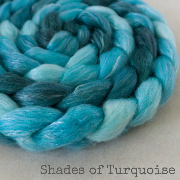 Merino Tencel Roving - Shades of Turquoise