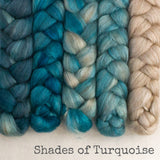Camel Silk Roving - Shades of Turquoise - Bundle