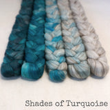 Merino Yak Silk Roving - Shades of Turquoise - Bundle
