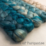 Camel Silk Roving - Shades of Turquoise - Bundle