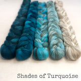 Heathered BFL Roving - Shades of Turquoise - Bundle