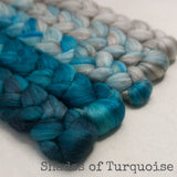 Merino Yak Silk Roving - Shades of Turquoise - Bundle