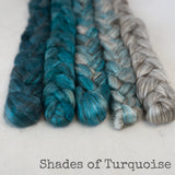 Yak Silk Roving - Shades of Turquoise - Bundle