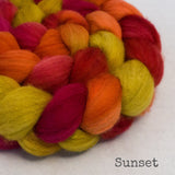 Polwarth Mulberry Silk Roving - Sunset