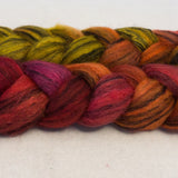 Polwarth Black Bamboo Silk Roving - Sunset