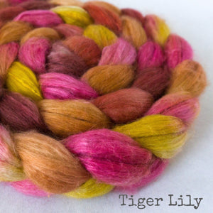 Camel Silk Roving - Tiger Lily